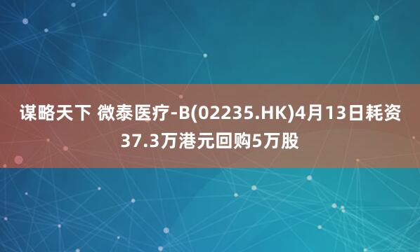 谋略天下 微泰医疗-B(02235.HK)4月13日耗资37.3万港元回购5万股